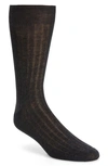 Canali Cotton Rib Dress Socks In Charcoal