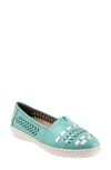 Trotters Rory Woven Flat In Aqua Blue/ Silver