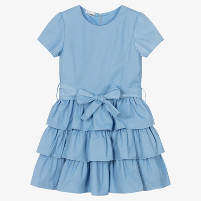 Ido Junior Kids'  Girls Blue Ruffle Belted Dress