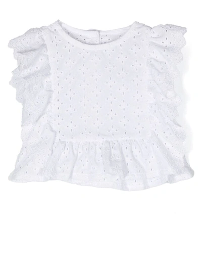 Lapin House Kids' Girls White Broderie Anglaise Blouse