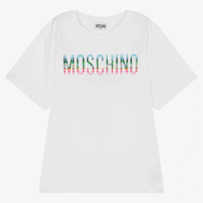 Moschino Kid-teen Teen Girls White Cotton Logo Maxi T-shirt