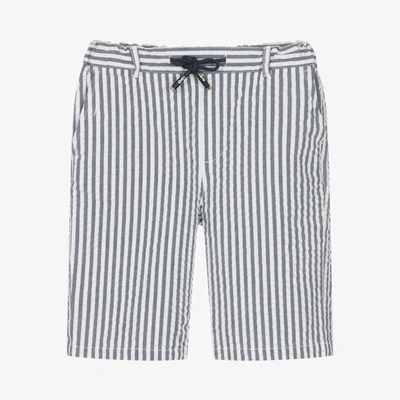 Ido Junior Kids'  Boys Striped Seersucker Shorts In Blue