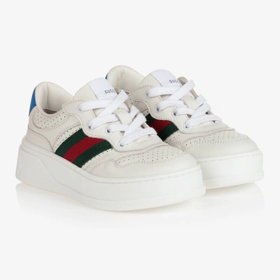 Gucci White Leather Logo Trainers