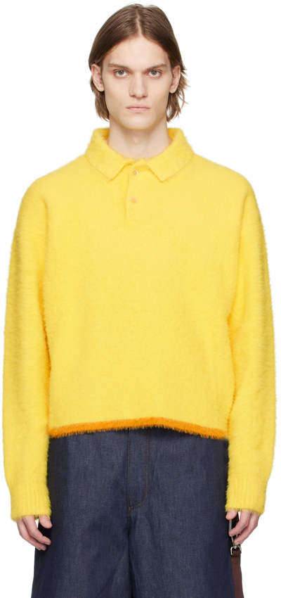 Jacquemus Polo Neve Brushed-knit Sweater In 250 Yellow