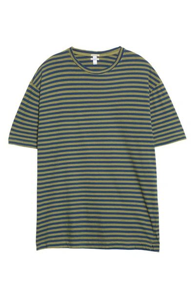 Massimo Alba Nevis Striped Cotton And Linen-blend Jersey T-shirt In Green