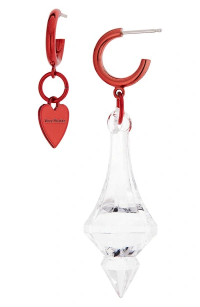 Acne Studios Attiko Silver-tone Crystal Earrings In Red