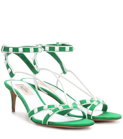 Valentino Garavani Free Rockstud Leather Sandals In Green