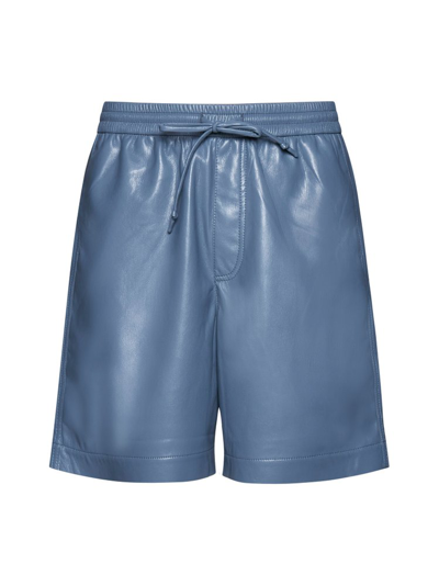 Nanushka Faux Leather Bermuda Shorts In Storm Blue