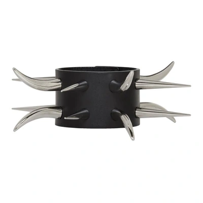 Junya Watanabe Black Leather Long Spike Studs Bracelet