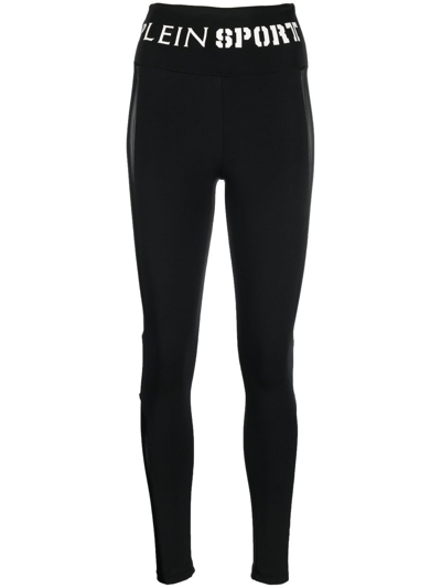 Plein Sport High-waist-leggings Mit Logo In Black