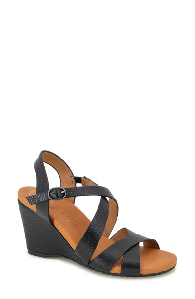 Gentle Souls By Kenneth Cole Isla Strappy Wedge Sandal In Black Leather