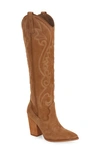 Steve Madden Lasso Knee High Western Boot In Chsnut Sue