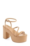 Jeffrey Campbell Mamba Platform Ankle Strap Sandal In Dusty Nude Patent