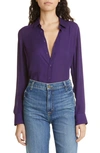 Nili Lotan Gaia Slim Fit Silk Blend Shirt In Purple