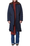 Andrew Marc Maxine Quilted Coat With Faux Shearling Collar In Ink