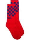 Alyx Glitter Check Socks In Red