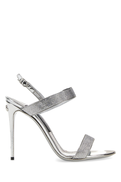Dolce & Gabbana Crystal Metallic Slingback Stiletto Sandals