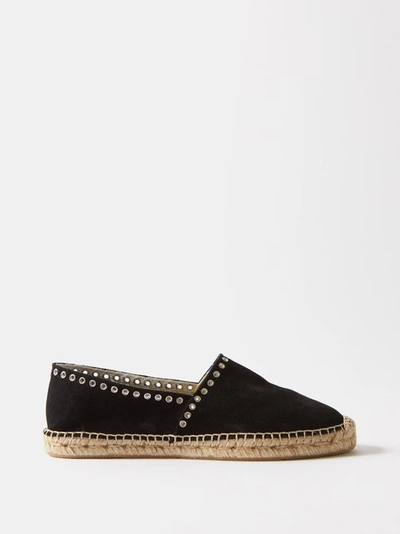 Isabel Marant Canae Eyelet-embellished Suede Espadrilles In Black