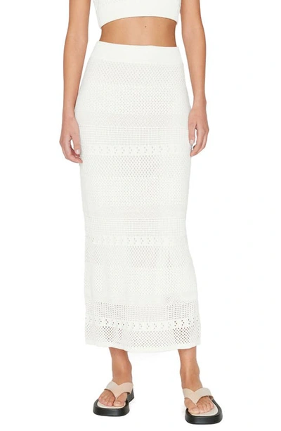 Frame High-rise Crochet-knit Pencil Skirt In Off White