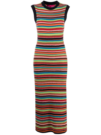 The Elder Statesman Vista Striped Upcycled-cashmere Dress In Multicolor
