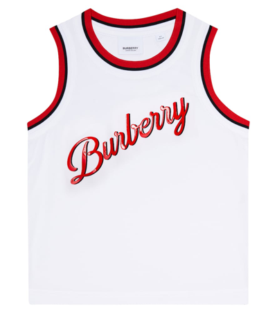 Burberry Kids'  Childrens Logo Script Jersey Mesh Vest In White