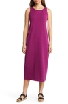 Eileen Fisher Sleeveless Scoop-neck Jersey Midi Dress In Raspberry