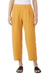 Eileen Fisher Cropped Delave Linen Lantern Pants In Marigold