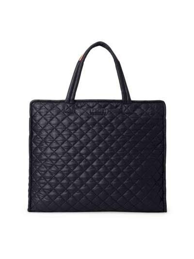 Mz Wallace Large Box Quilted Nylon Tote Bag In Black