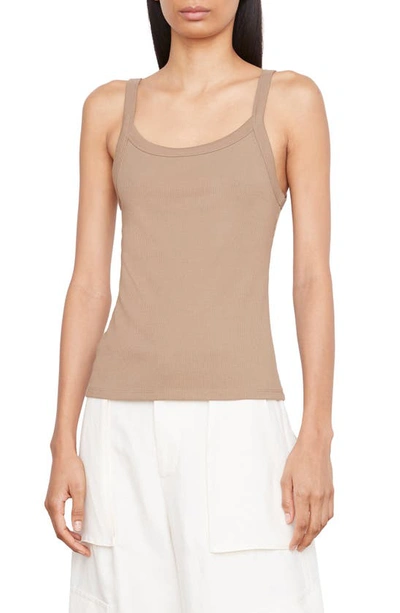 Vince Scoop-neck Ribbed Tank Top In Shale