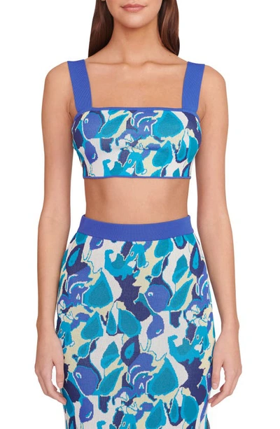 Staud Zola Shoulder-strap Floral Crop Top In Pacific Paradise