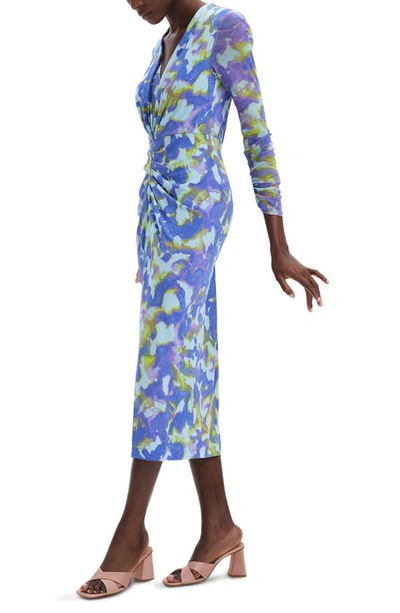 Diane Von Furstenberg Hades Pleated Abstract-print Midi Dress In Clouds Orchid