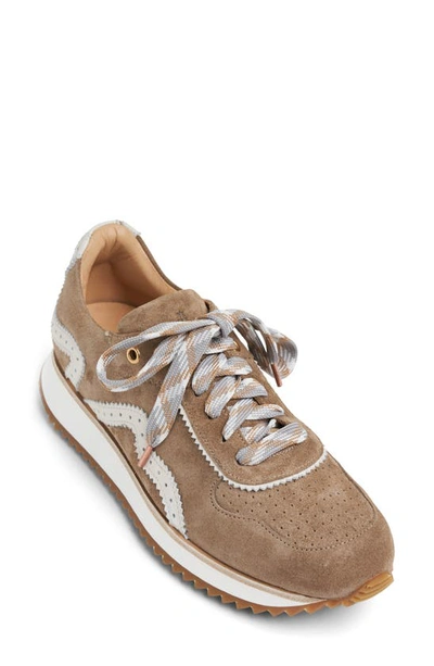 The Office Of Angela Scott The Remi Perforated Suede Low-top Sneakers In Tan