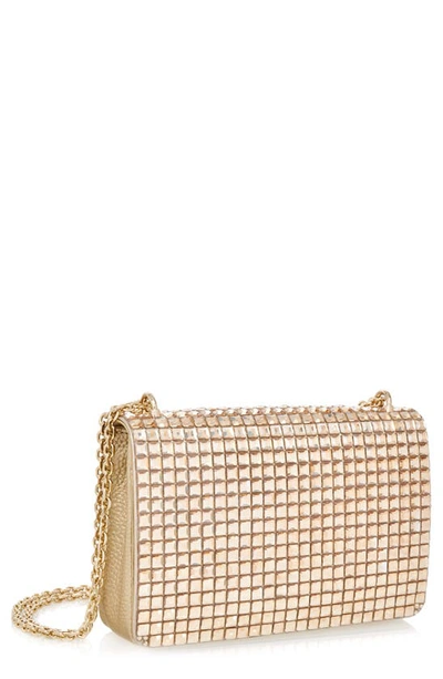 Judith Leiber Cricket Square Crystals Chain Shoulder Bag In Gold