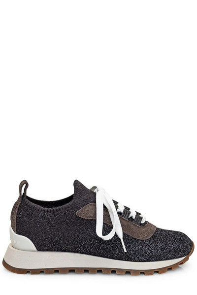 Brunello Cucinelli Leather Sneakers In Gray