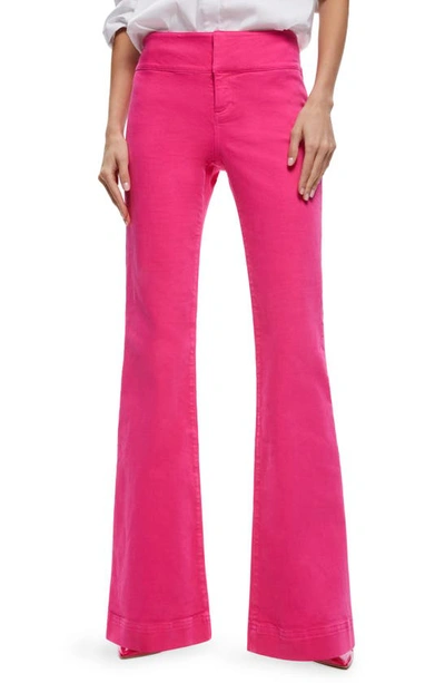 Alice And Olivia Dylan High Waist Wide Leg Pants In Wild Pink