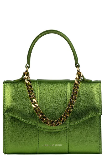 Liselle Kiss Meli Leather Top Handle Bag In Limelight Metallic