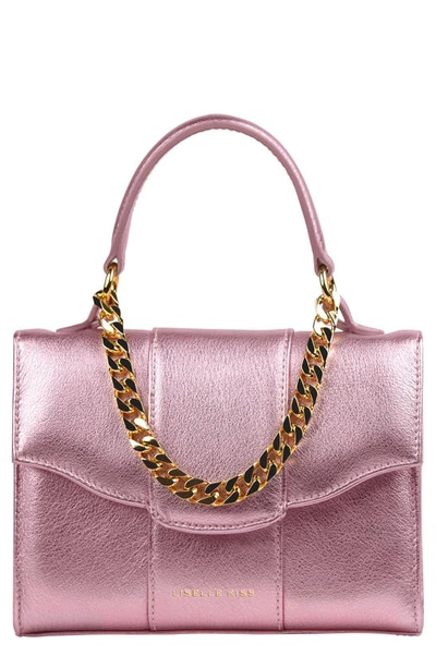 Liselle Kiss Meli Leather Top Handle Bag In Pink Metallic