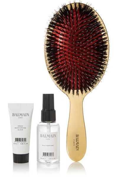 Balmain Paris Hair Couture Gold Boar Bristle Brush & Haircare Set - One Size