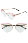 Gucci 53mm Cat Eye Sunglasses - Pink/ Gold/ Black