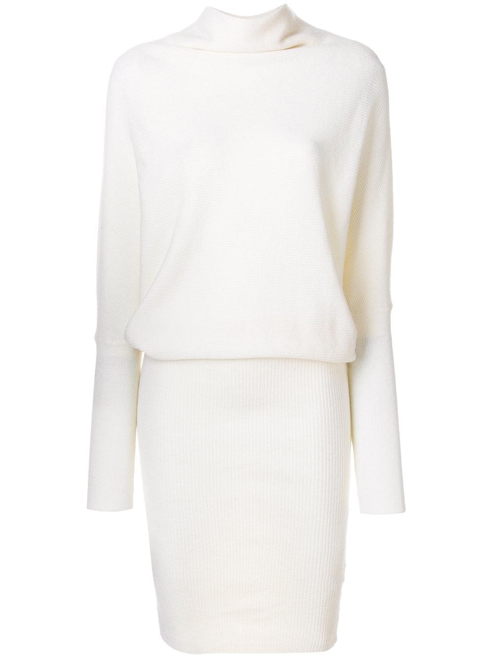 white ribbed sweater dress