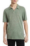 John Varvatos Zion Open Placket Short Sleeve Polo Shirt In Green