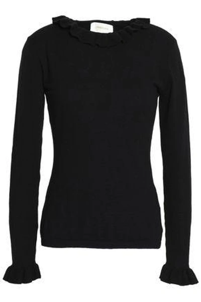 Zimmermann Ruffle-trimmed Cotton Sweater In Black