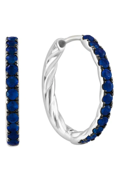 Effy Twisted Hoop Earrings In Blue Sapphire/ Silver