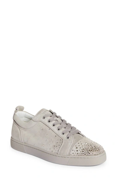 Christian Louboutin Degralouis Junior Crystal Embellished Sneaker In Goose/ Cry Silver Shade