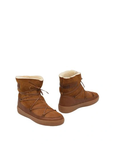 Moon Boot Pulse Low Shearling Woman Ankle Boots Brown Size 8 Shearling