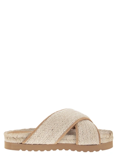 Peserico Jute And Leather Sandal In Natural