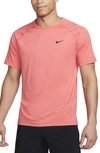 Nike Men's Ready Dri-fit Short-sleeve Fitness Top In Red/ Heather/ Black