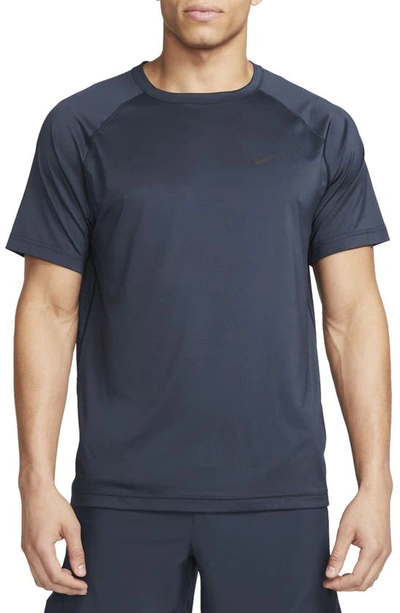 Nike Men's Ready Dri-fit Short-sleeve Fitness Top In Obsidian/ Black