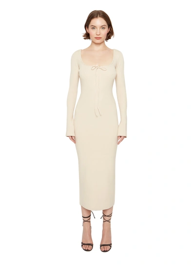 Danielle Guizio Ny Bow Knit Backless Maxi Dress In Cream