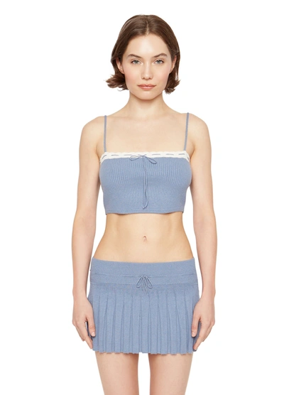 Danielle Guizio Ny Cielo Rib Knit Top In Denim Blue